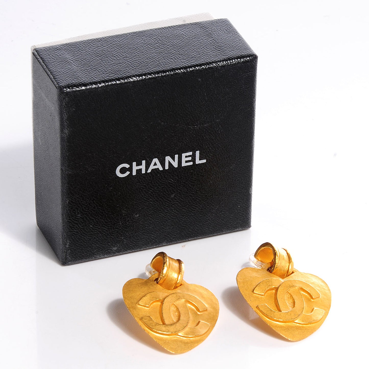 CC Heart Drop Clip On Earrings Gold