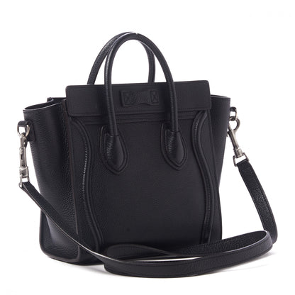 Celine Drummed Calfskin Nano Luggage Black 3 of 10