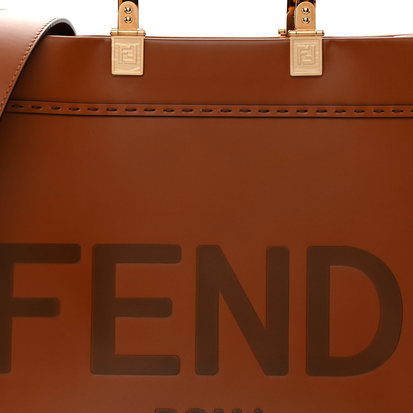 Vitello King Plexiglass Medium Fendi Sunshine Shopper Tote Cuoio