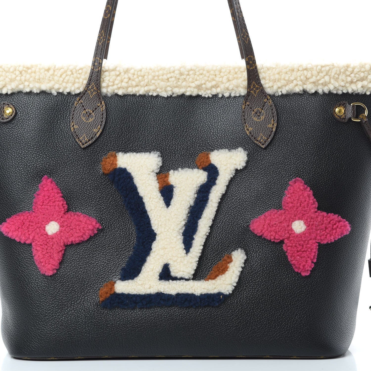 Louis Vuitton Calfskin Monogram Teddy Neverfull MM Black 9 of 11