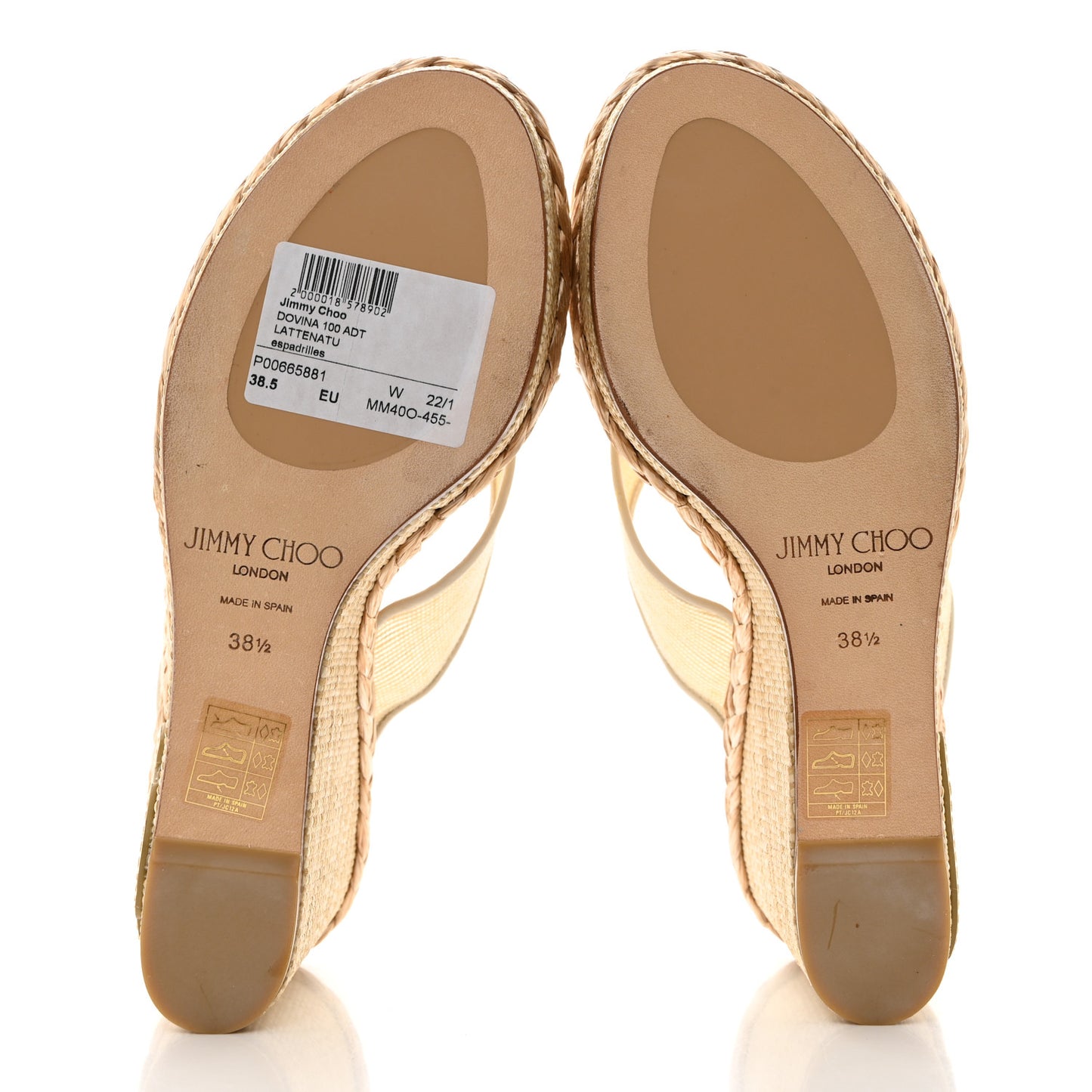 Metallic Mesh Raffia Dovina 100 Wedge Sandals 38.5 Latte Gold
