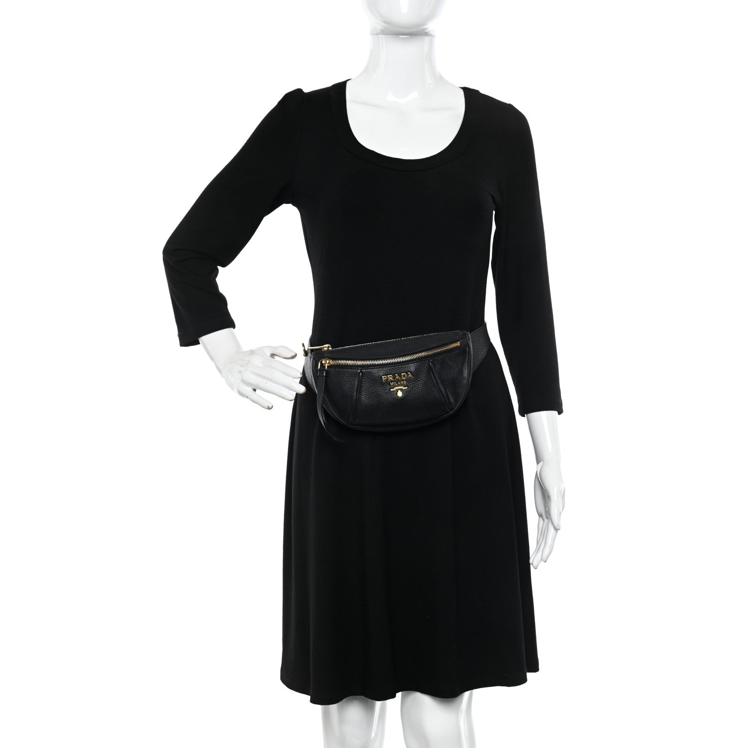 Prada Vitello Daino Medium Belt Bag Black 4 of 12