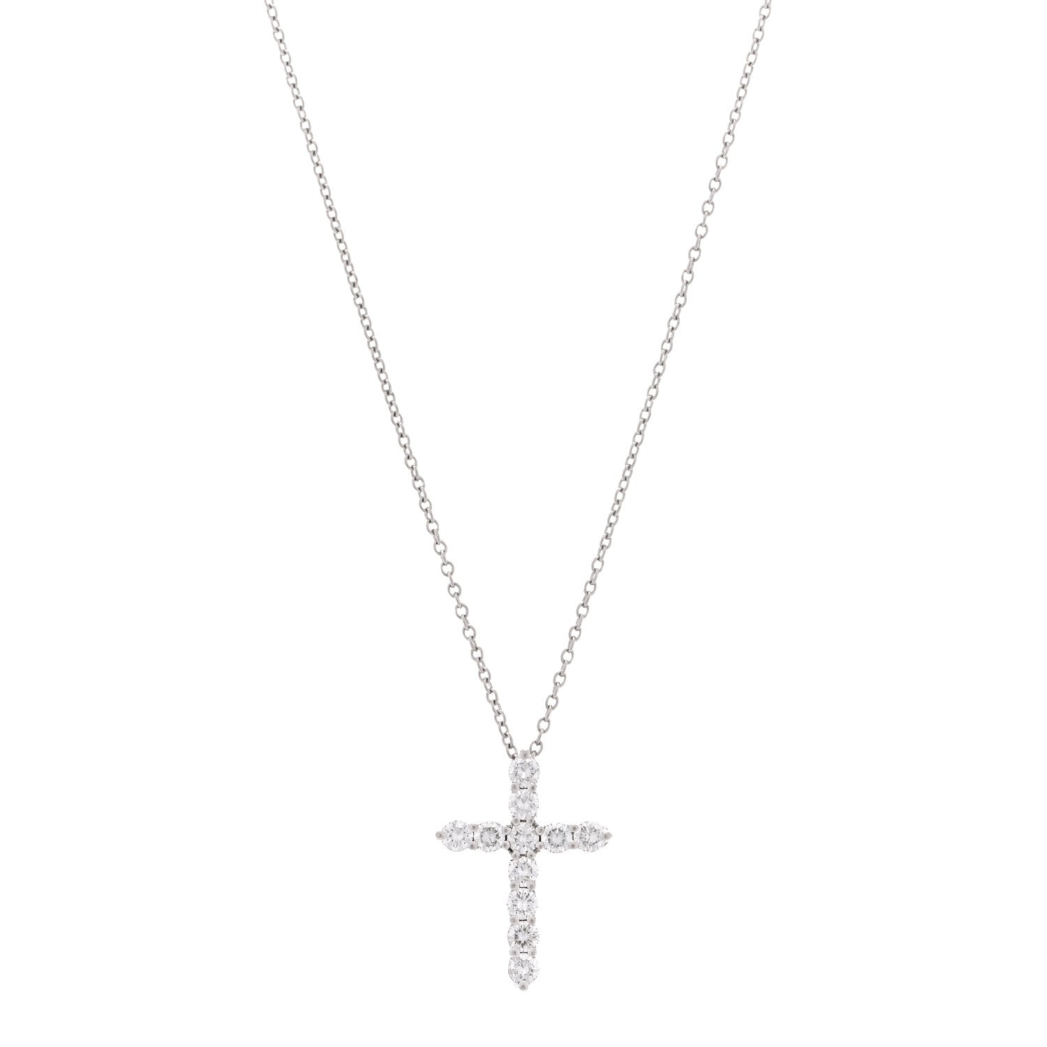 Tiffany Platinum Diamond Small Cross Pendant Necklace 1 of 5