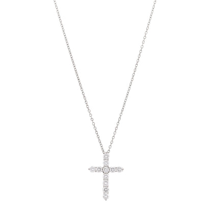 Tiffany Platinum Diamond Small Cross Pendant Necklace 1 of 5
