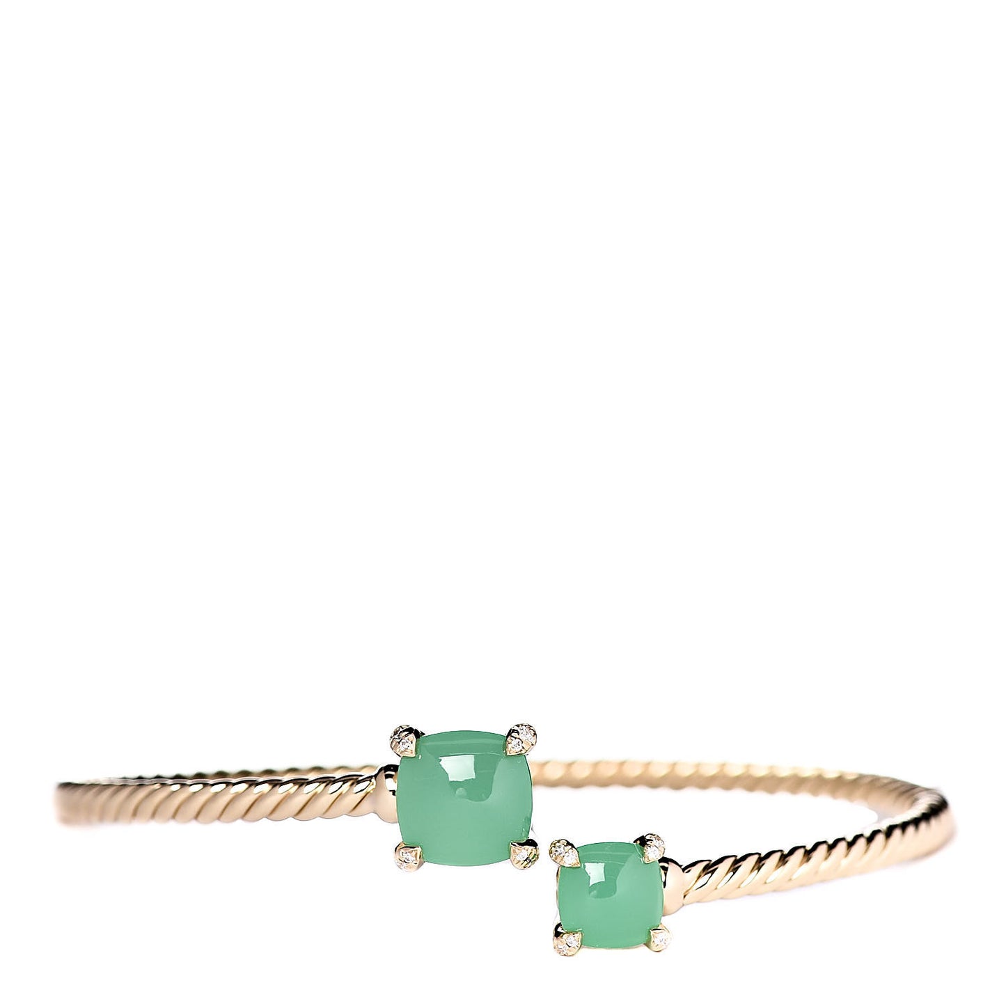 18K Yellow Gold Diamond Chrysoprase Chatelaine Bypass Bracelet