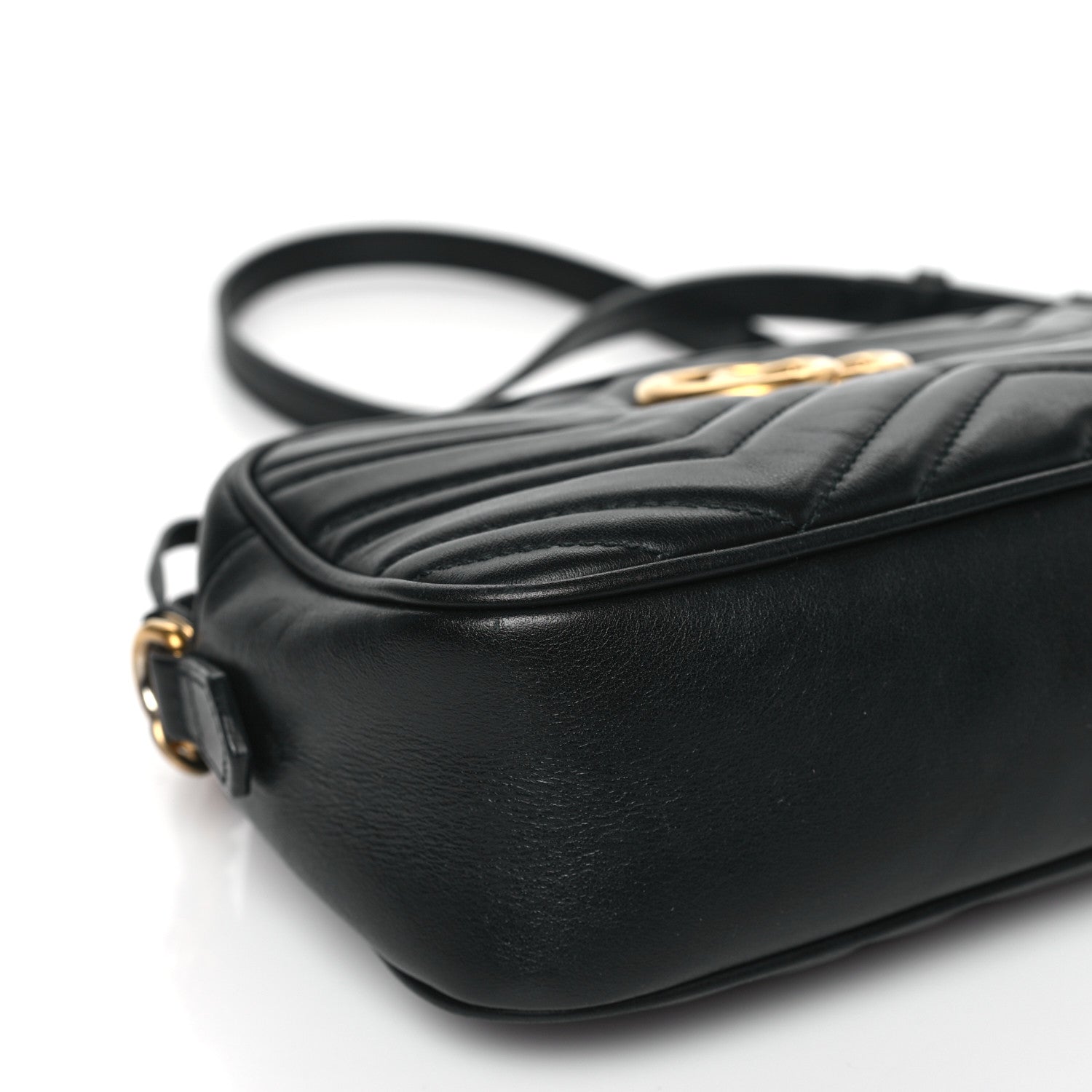 Gucci Calfskin Matelasse Small GG Marmont Chain Shoulder Bag Black 8 of 10