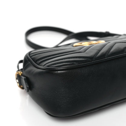 Gucci Calfskin Matelasse Small GG Marmont Chain Shoulder Bag Black 8 of 10