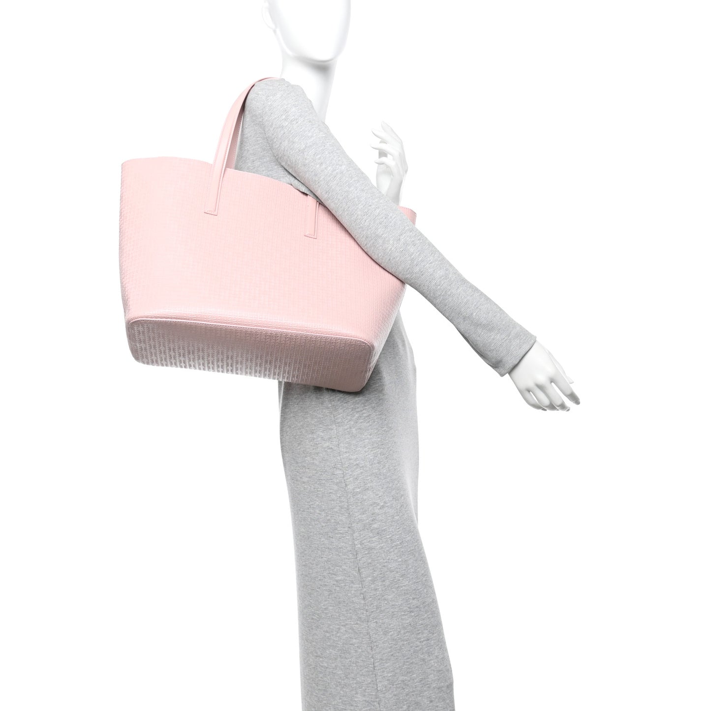 Calfskin Logo Embossed Wing Shopper Tote Blush Pink