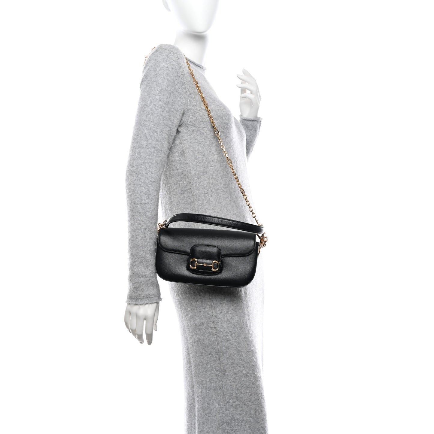 Azalea Calfskin Small Horsebit 1955 Chain Shoulder Bag Black
