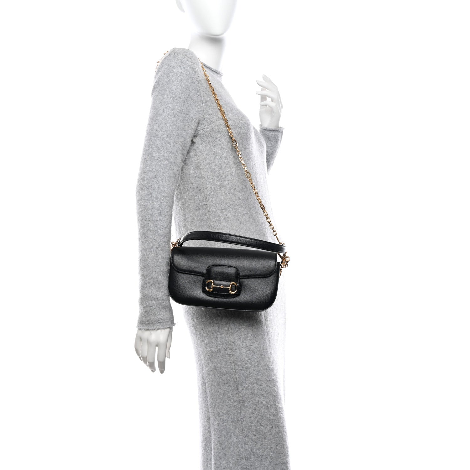 Gucci Azalea Calfskin Small Horsebit 1955 Chain Shoulder Bag Black 2 of 10
