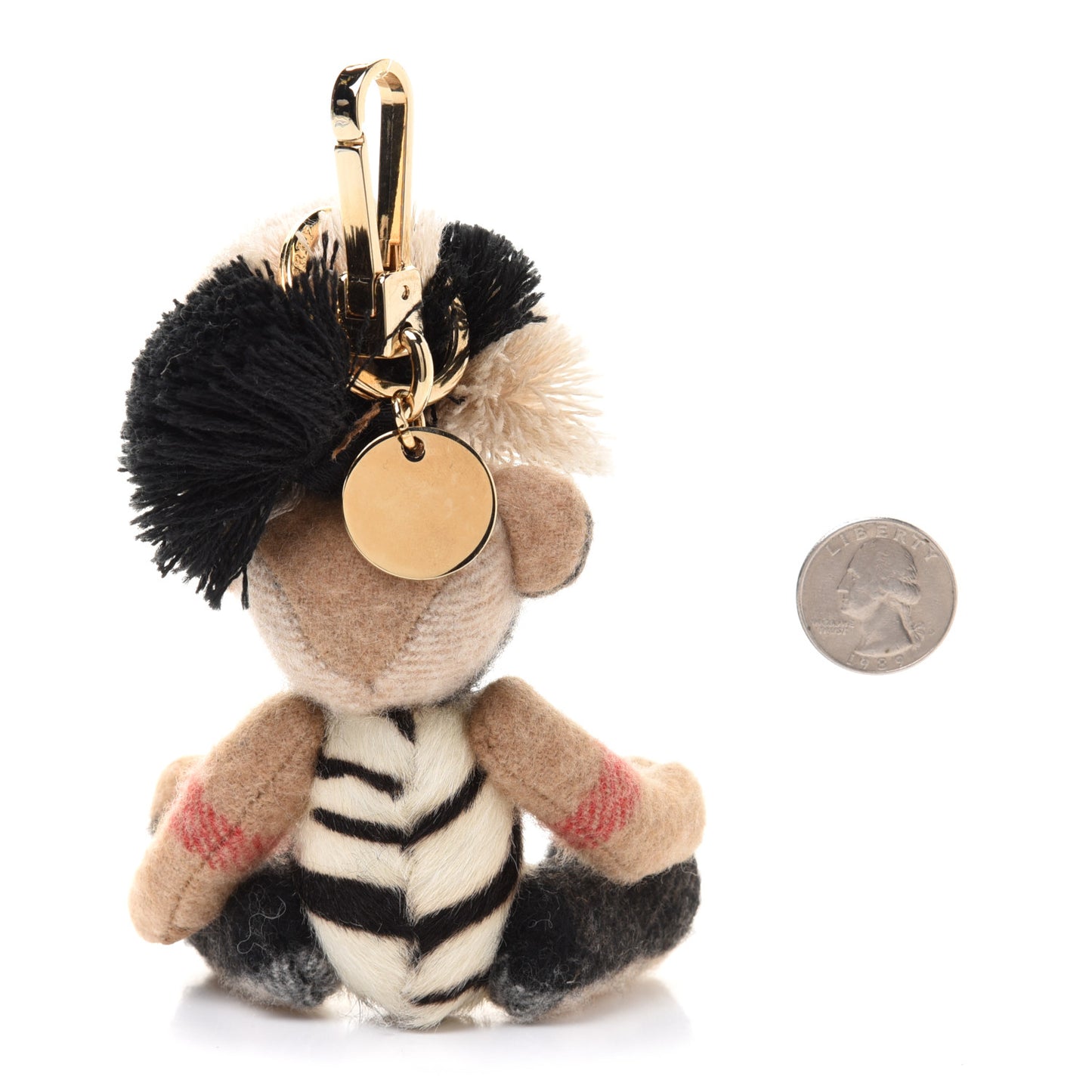 Cashmere Calf Hair Zebra Print Thomas Bear Keychain Charm