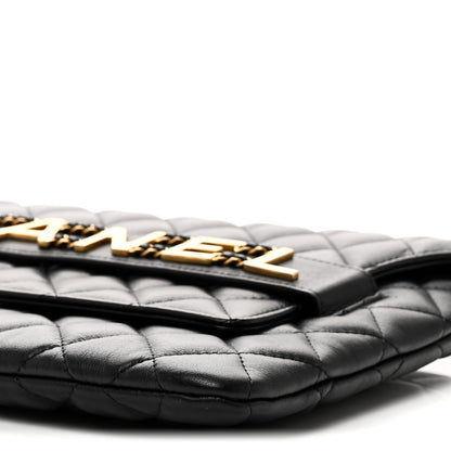 Chanel Calfskin Quilted Front Logo Enchained Clutch Black 11 of 11