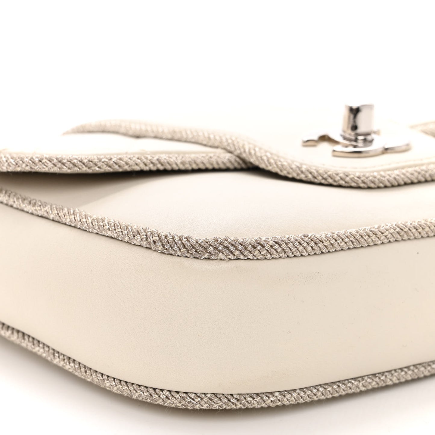 Lambskin Lurex Quilted Elementary Chic Mini Flap White