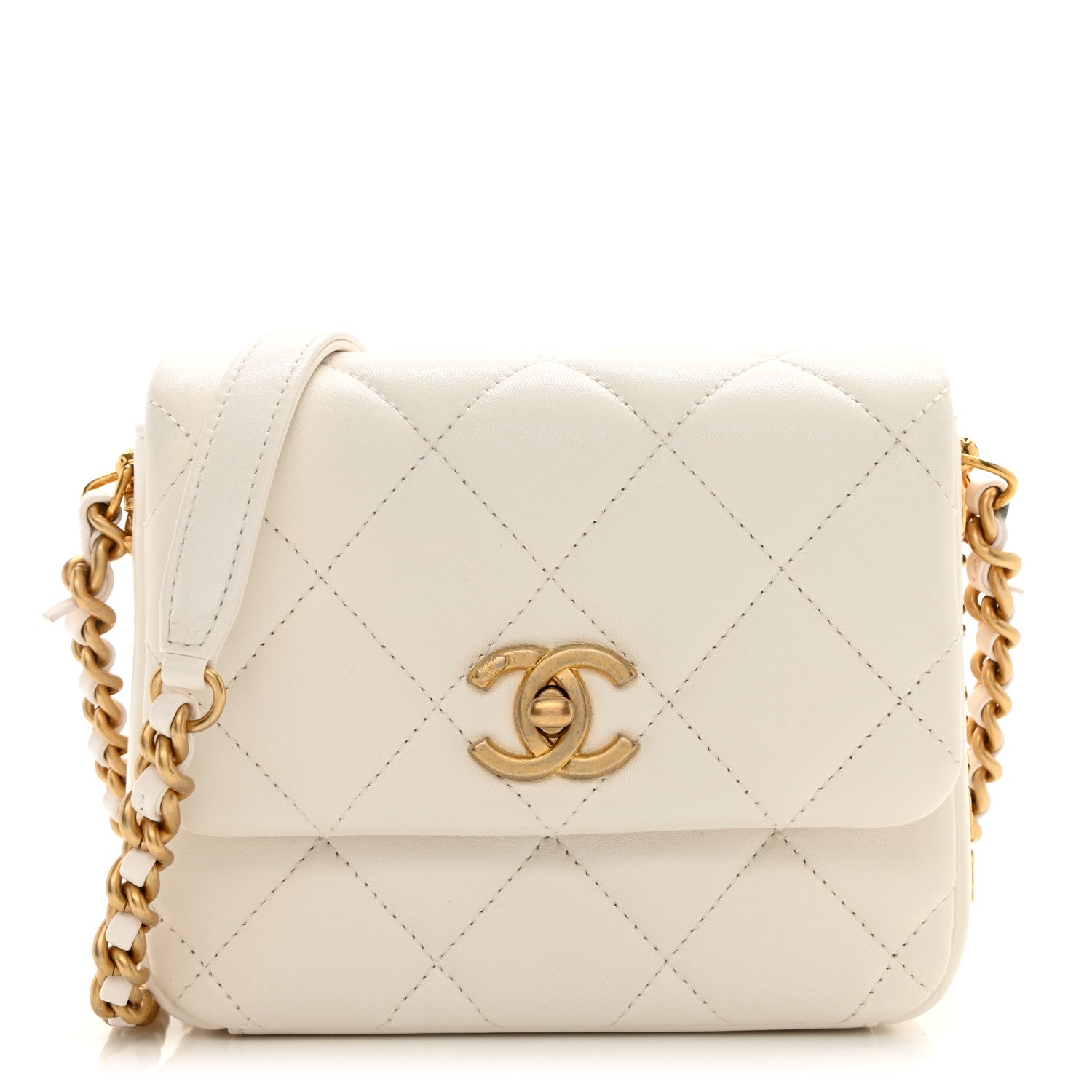 Chanel Lambskin Quilted Mini Side Note Flap White 1 of 10