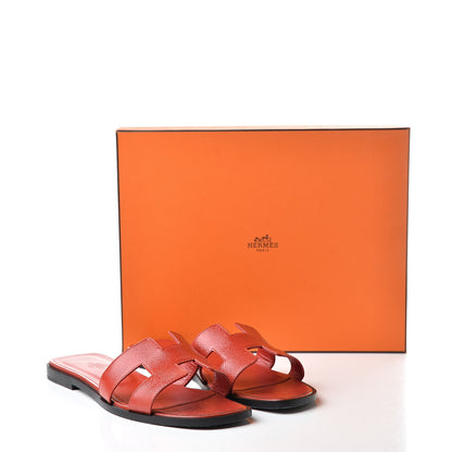 Hermes Patent Epsom Oran Sandals 38 Jasper Rouge 10 of 10