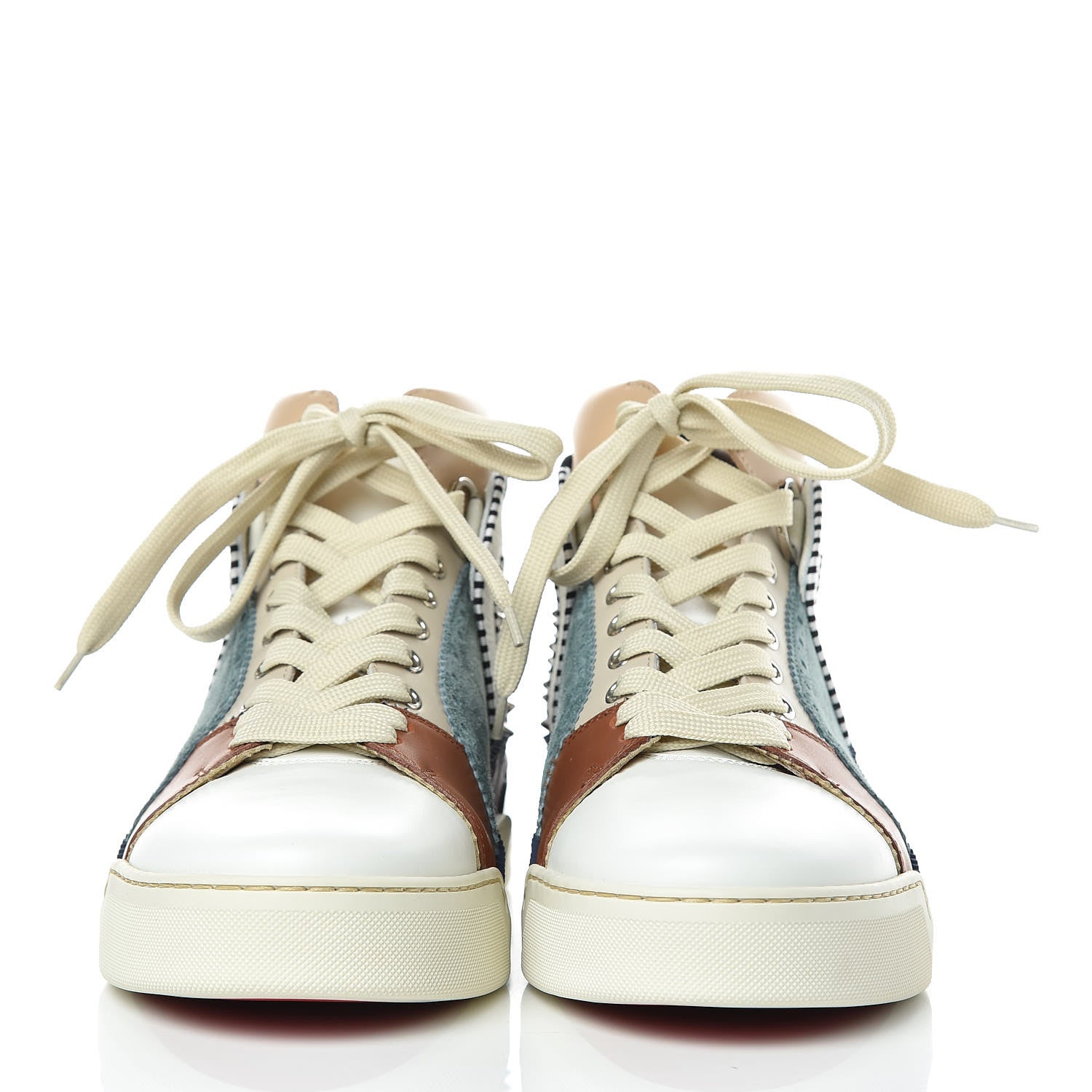 Christian Louboutin Calfskin Patent Veau Velours Spikes Mens Loubikick Flat Sneakers 41 Multicolor 2 of 10