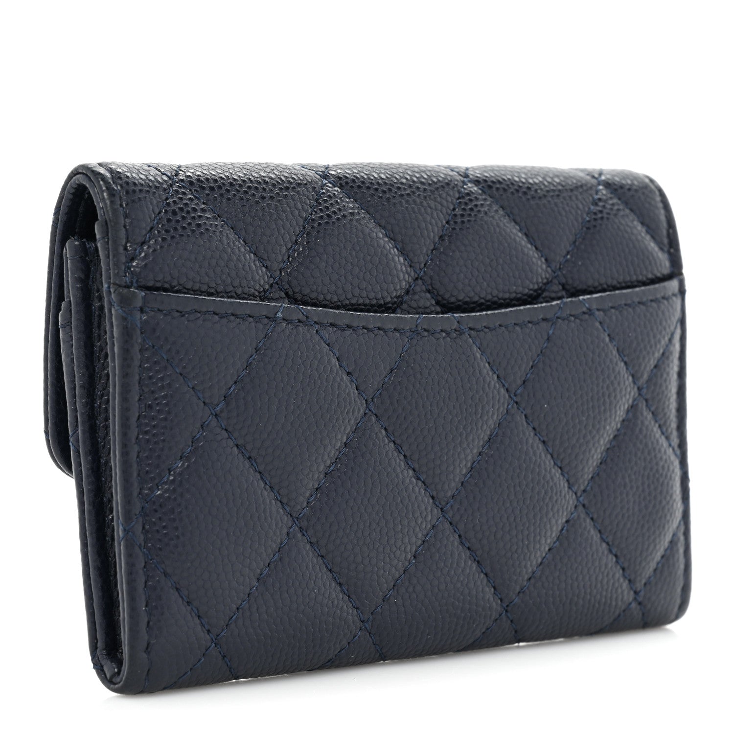 Chanel Caviar Quilted Flap Card Holder Wallet Navy 3 of 10