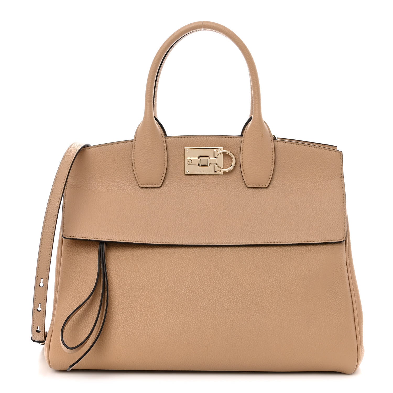 Salvatore Ferragamo Calfskin The Studio Bag Almond 1 of 12