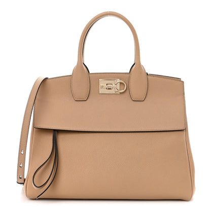 Salvatore Ferragamo Calfskin The Studio Bag Almond 1 of 12