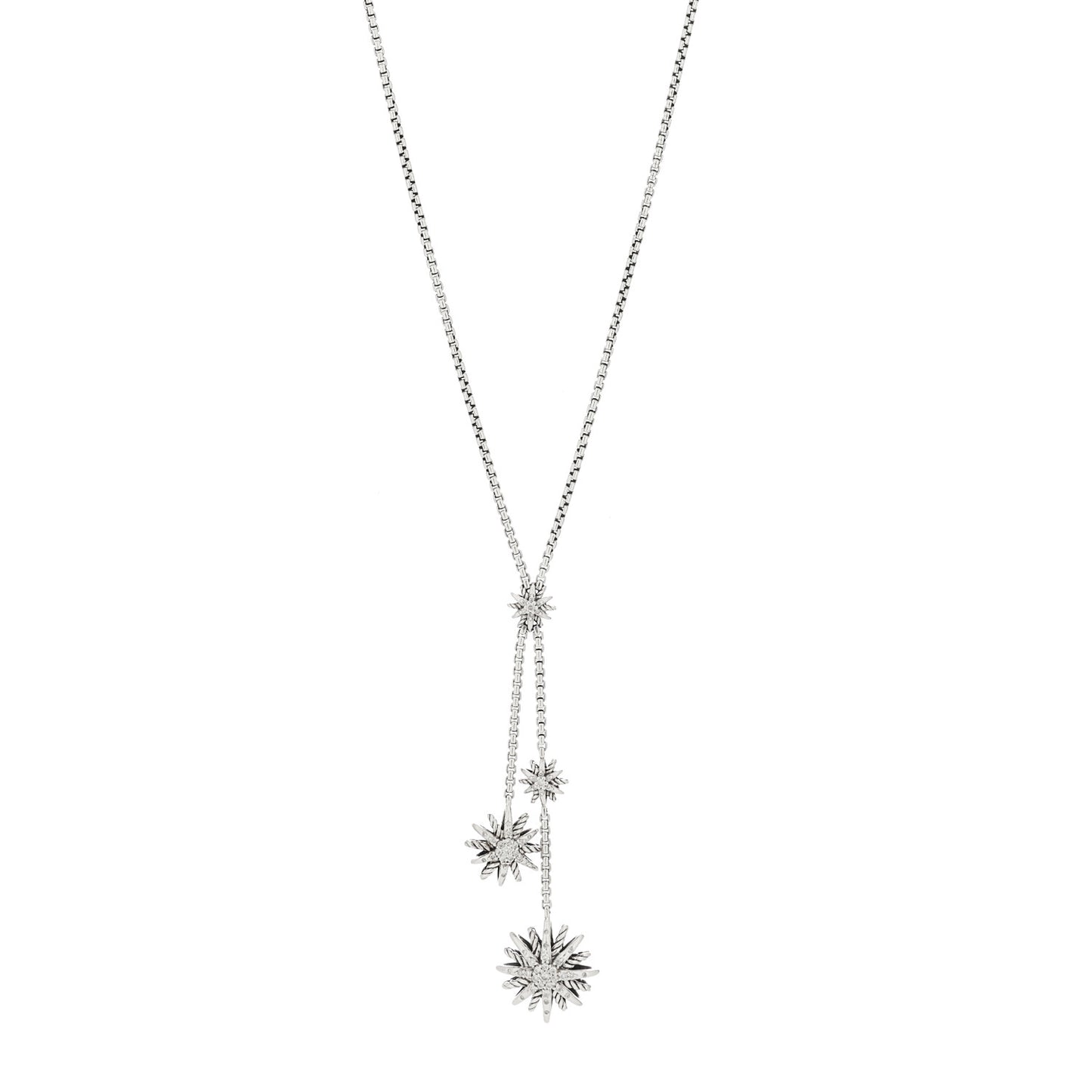 Sterling Silver Diamond Starburst Y Necklace