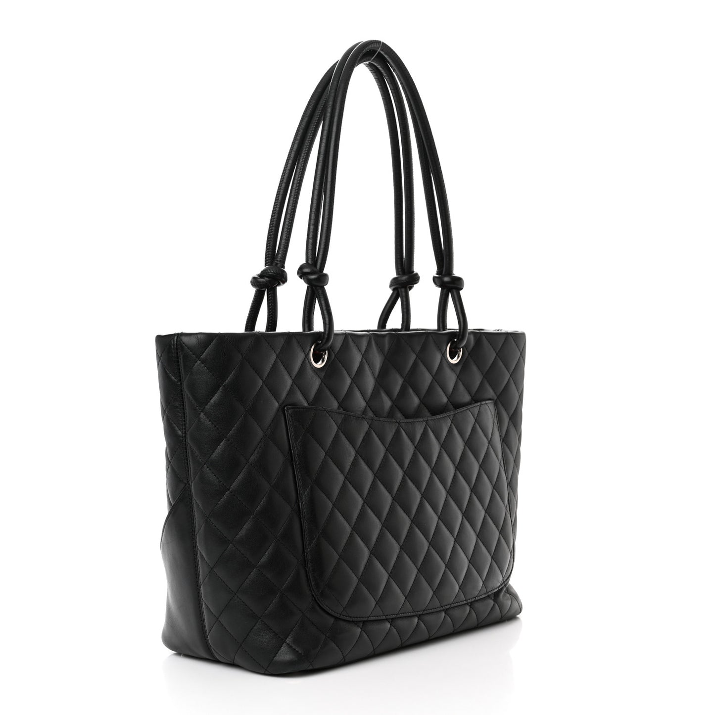 Calfskin Quilted Large Cambon Tote Black White