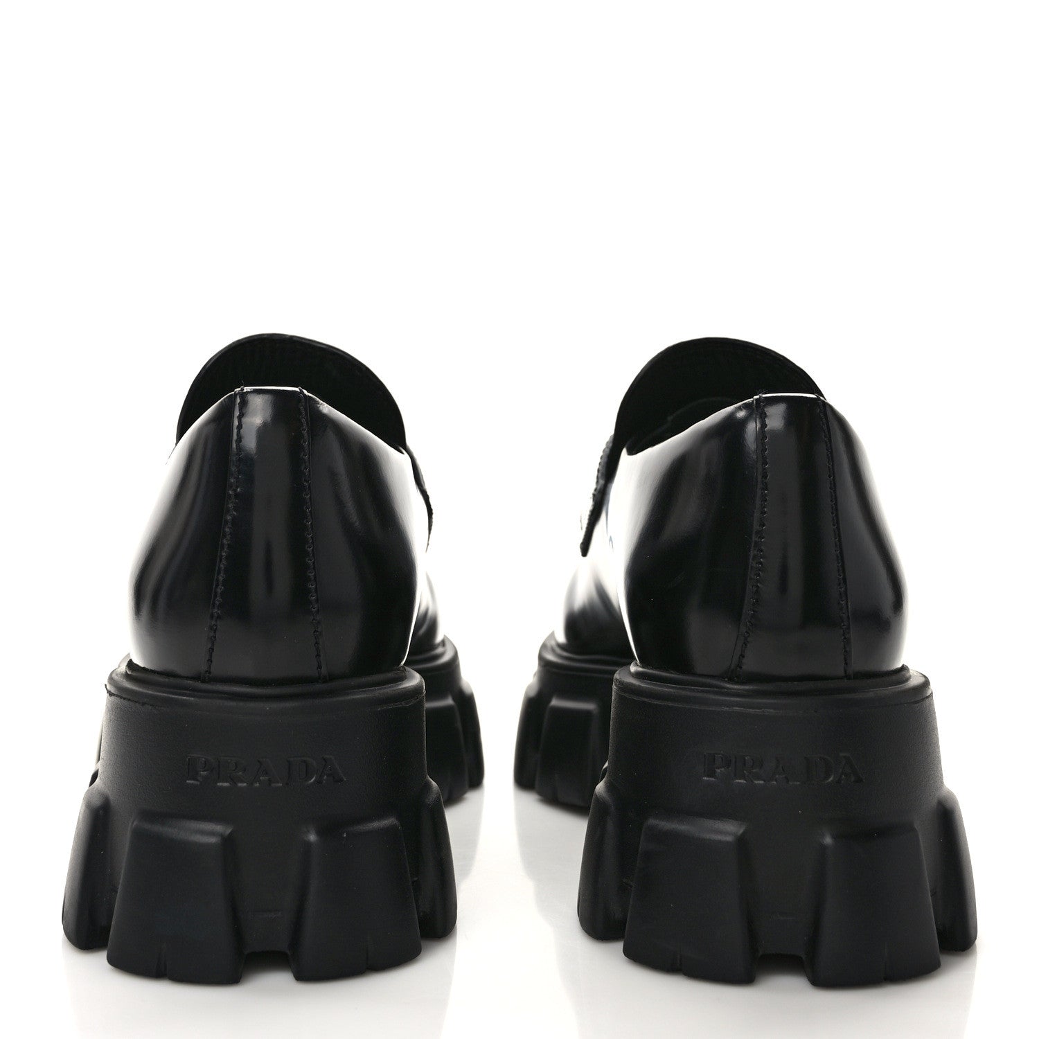 Prada Spazzolato Triangle Logo Monolith Pointy 55mm Loafers 38 Black 5 of 9