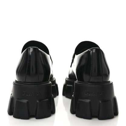 Prada Spazzolato Triangle Logo Monolith Pointy 55mm Loafers 38 Black 5 of 9
