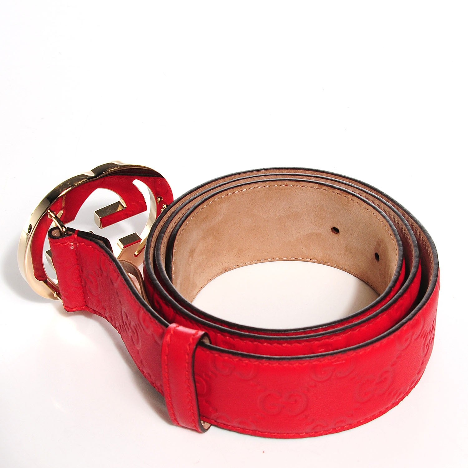 Gucci Guccissima Interlocking G Belt 85 34 Red 3 of 6
