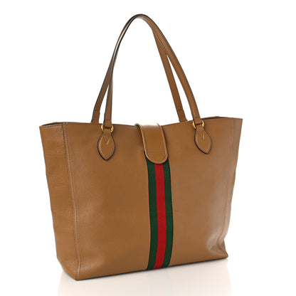 Gucci New Sakai Calfskin Lux Web Medium Dahlia Tote Quarz Beige 3 of 9