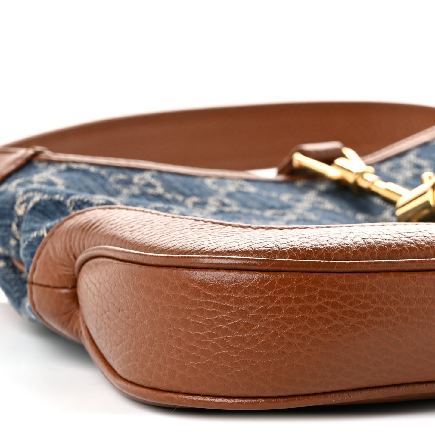New Denim GG Monogram Calfskin Small Jackie 1961 Hobo Blue Tea Cuir