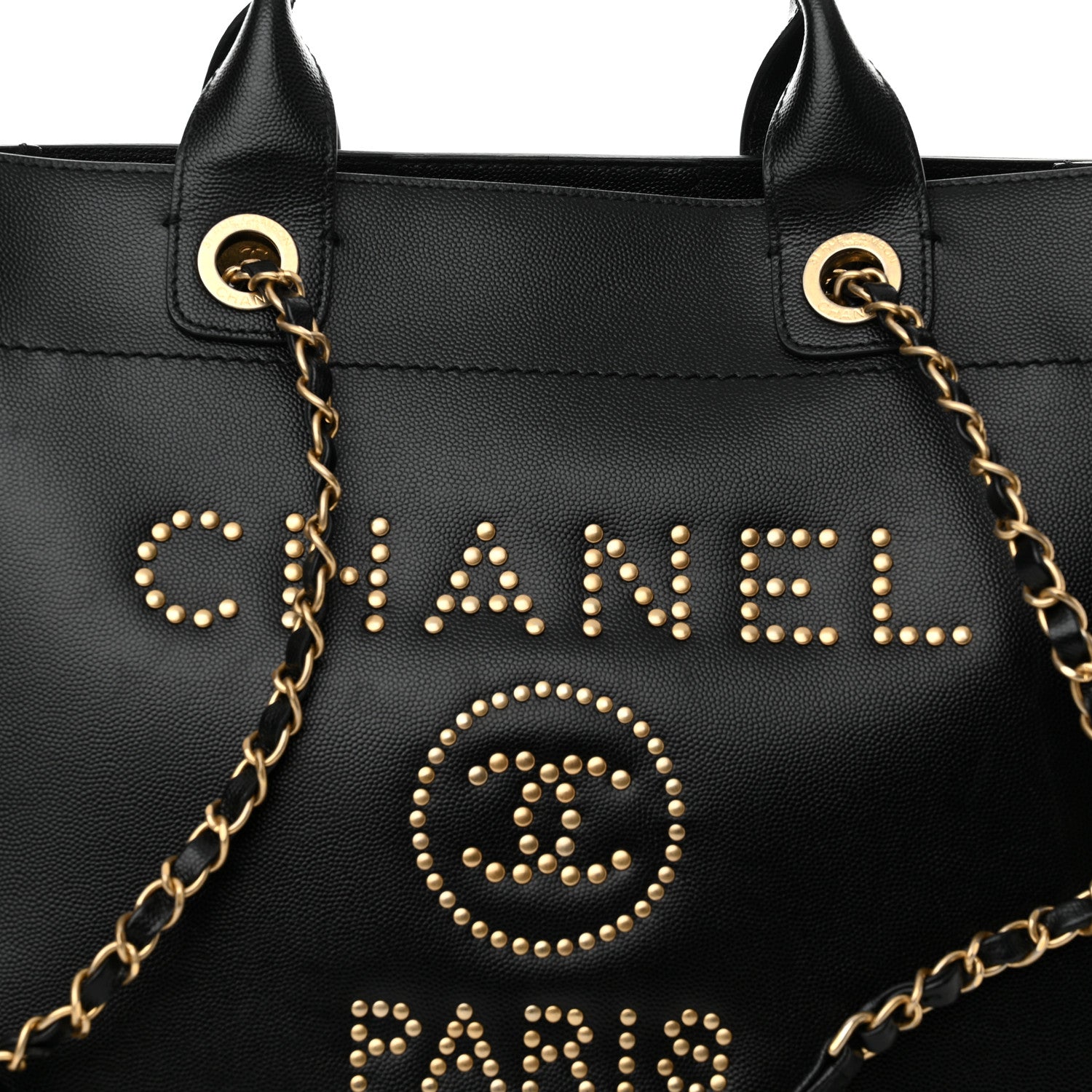Chanel Caviar Small Studded Deauville Tote Black 8 of 12