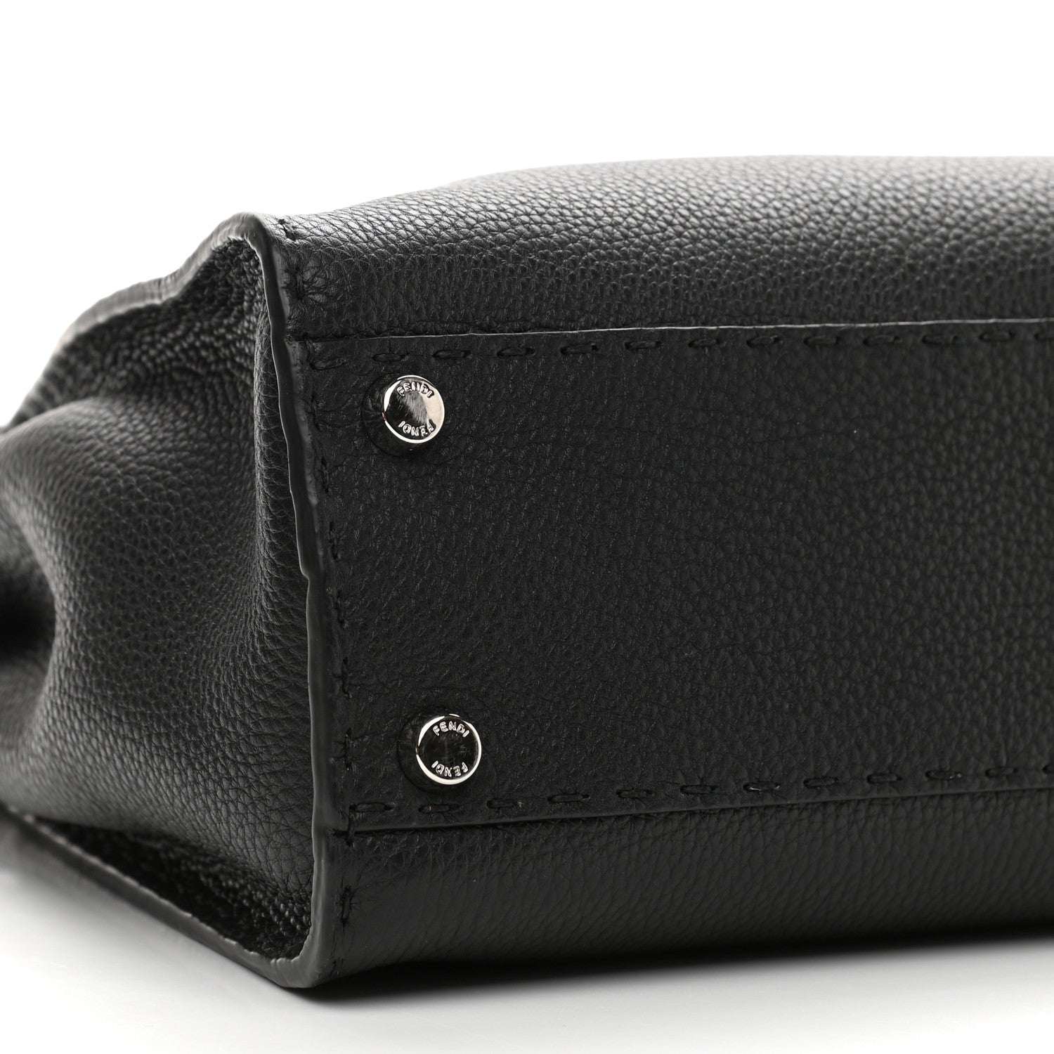 Fendi Cuoio Romano Selleria Bi-Color Medium Peekaboo Iconic Satchel Black Mou 5 of 9