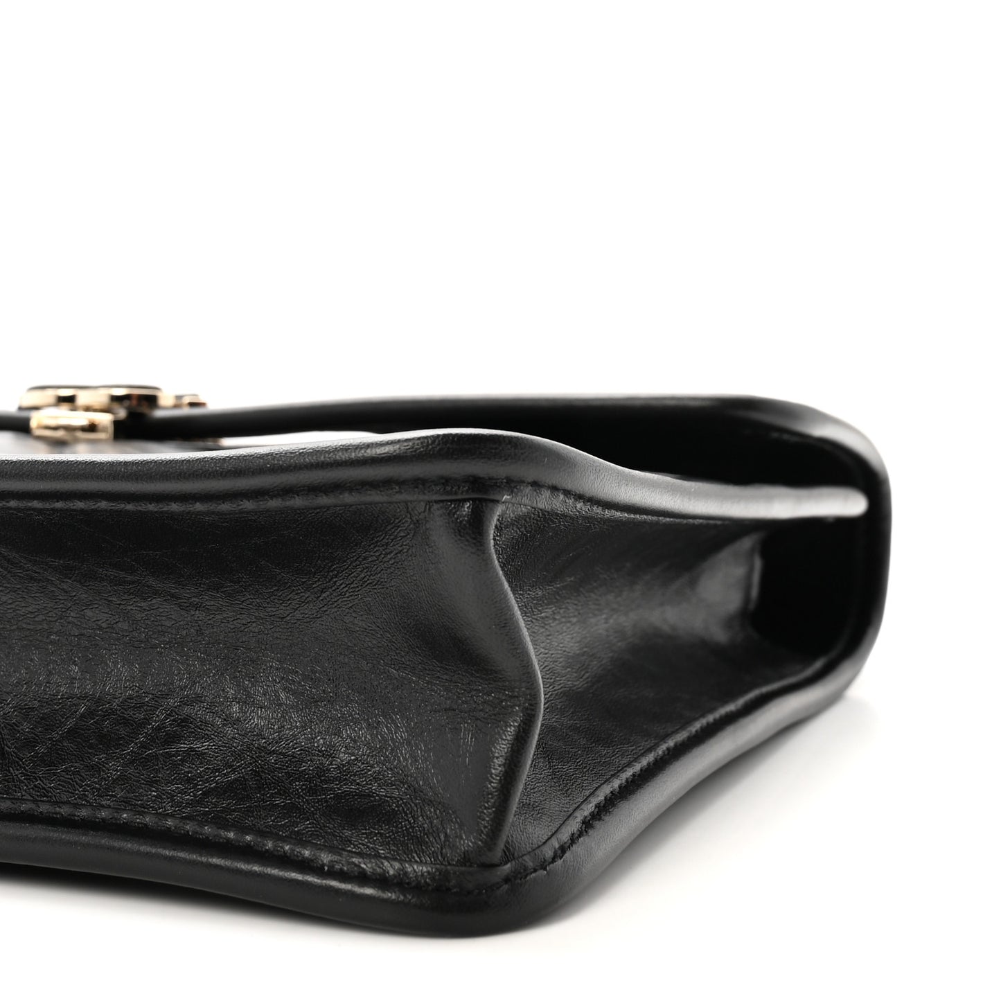 Aged Calfskin Charms Flap Bag Black