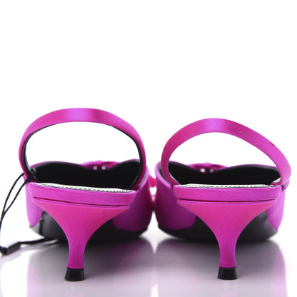Balenciaga Satin Pointed Toe Knife Slingback 40mm Mules 41 Rose Fuchsia 7 of 11