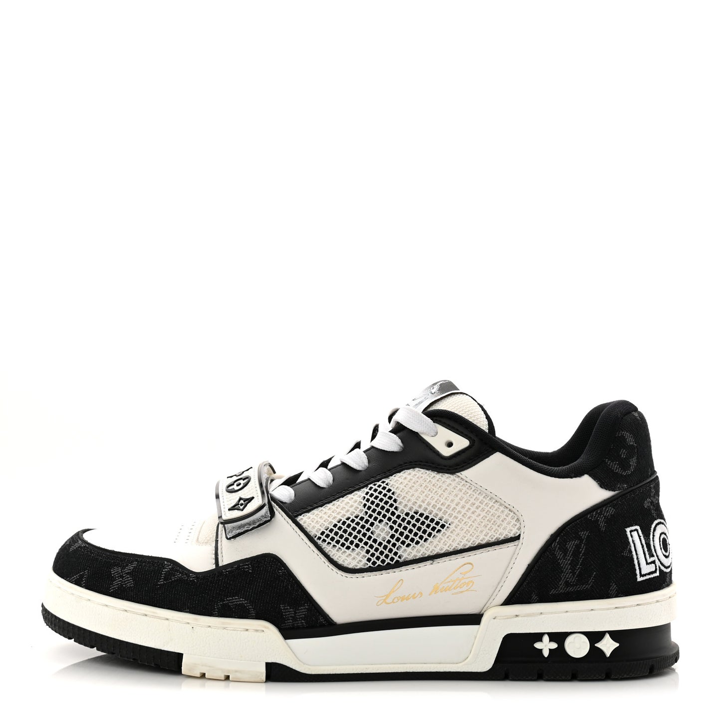 Denim Mens LV Calfskin Mesh Skate Sneaker 8 Black