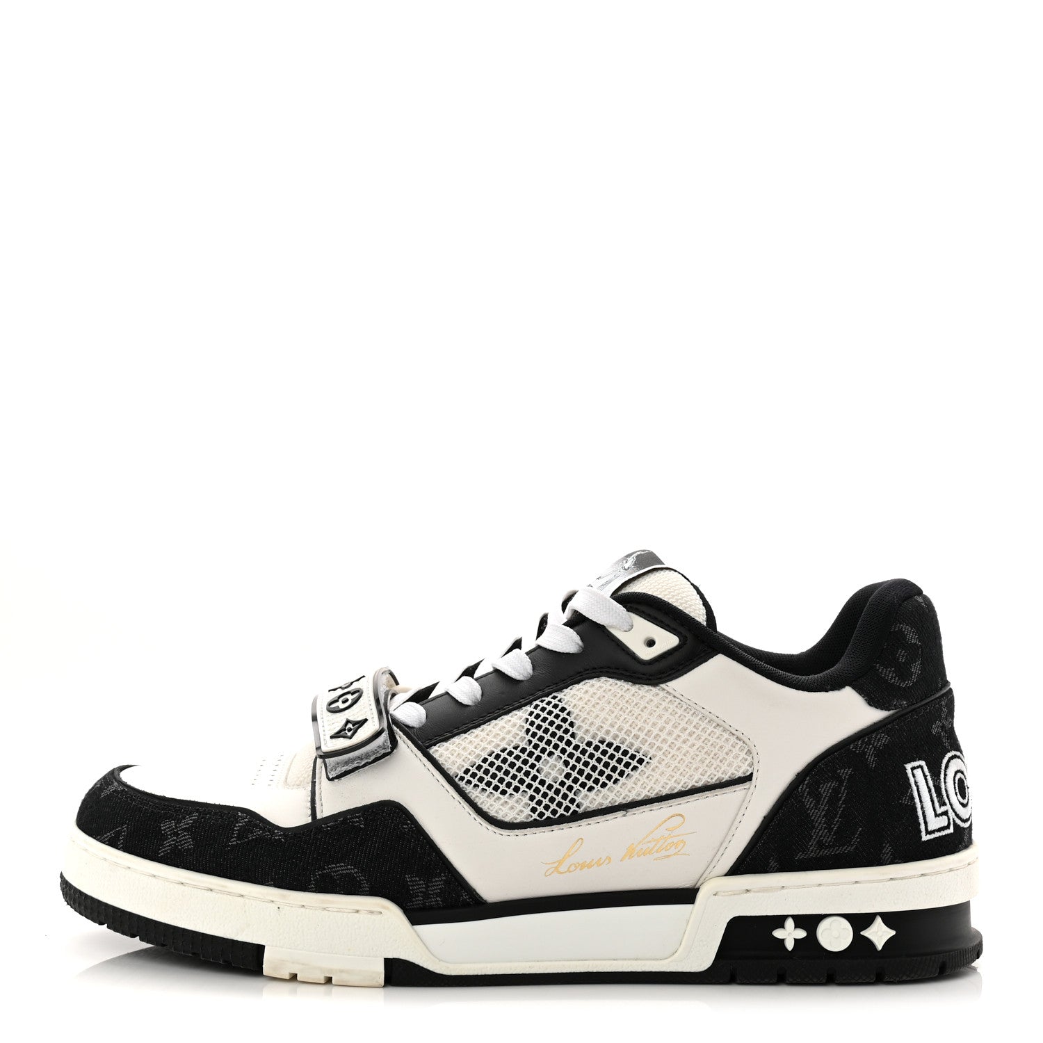 Louis Vuitton Denim Mens LV Calfskin Mesh Skate Sneaker 8 Black 1 of 9