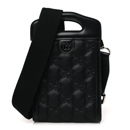 Gucci Nylon Calfskin Enamel GG Matelasse Mini Top Slip Handle Crossbody Bag Black 1 of 10