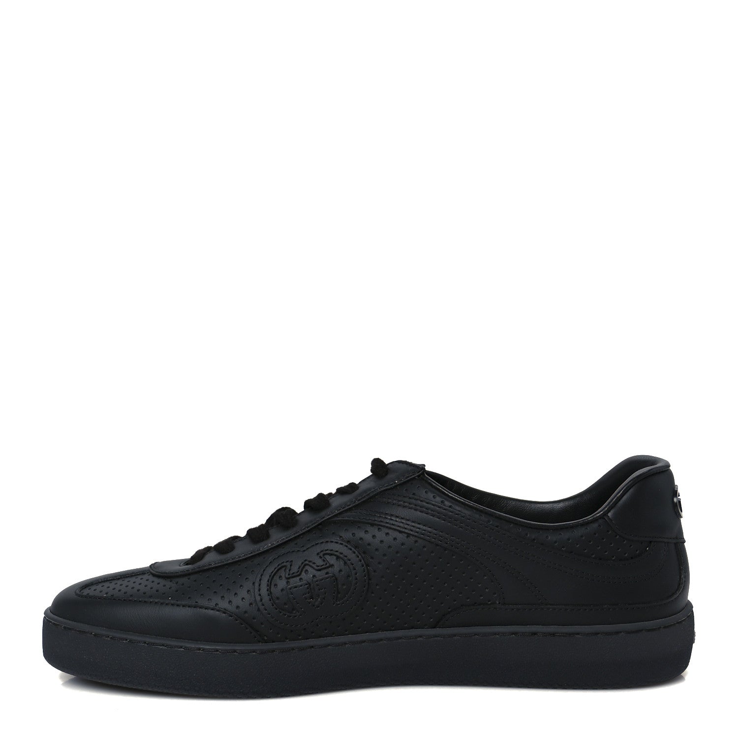 Gucci Calfskin Perforated Mens G75 Sneakers 9 Black 1 of 11