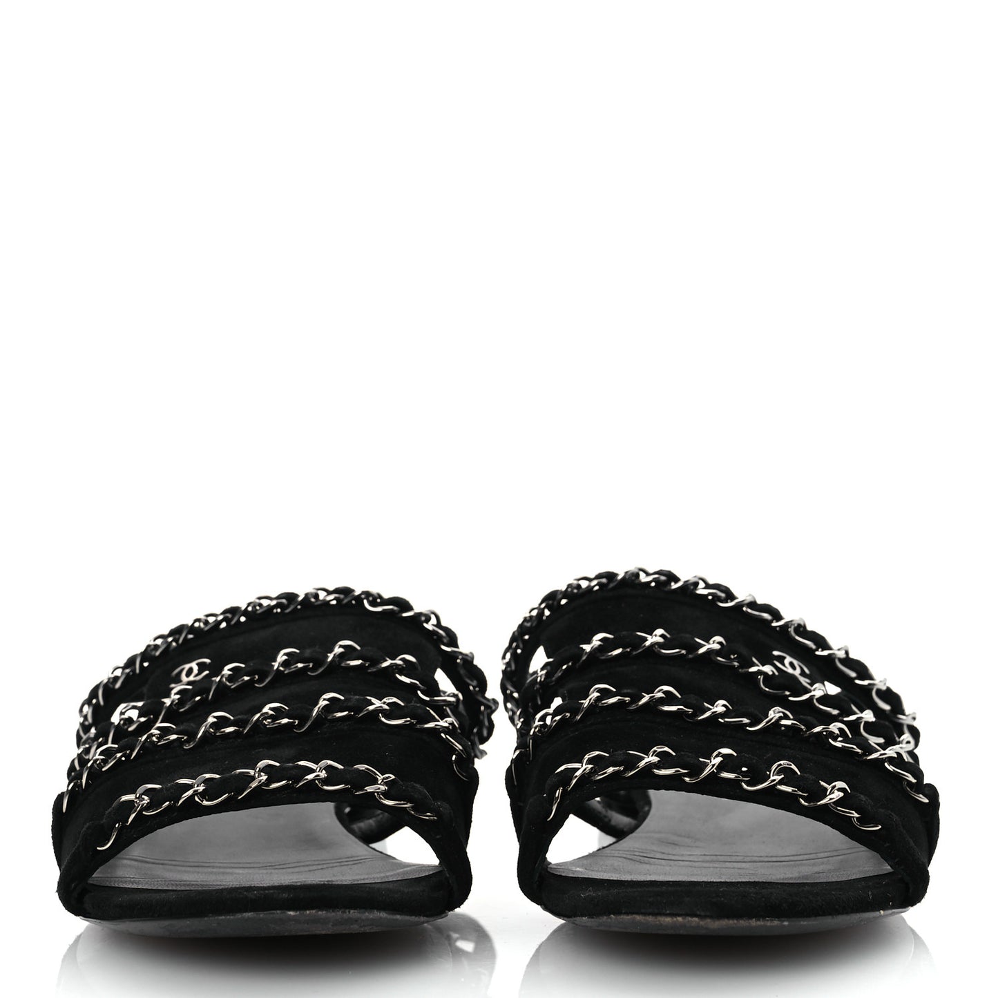 Suede Chain Flat Sandals 36.5 Black