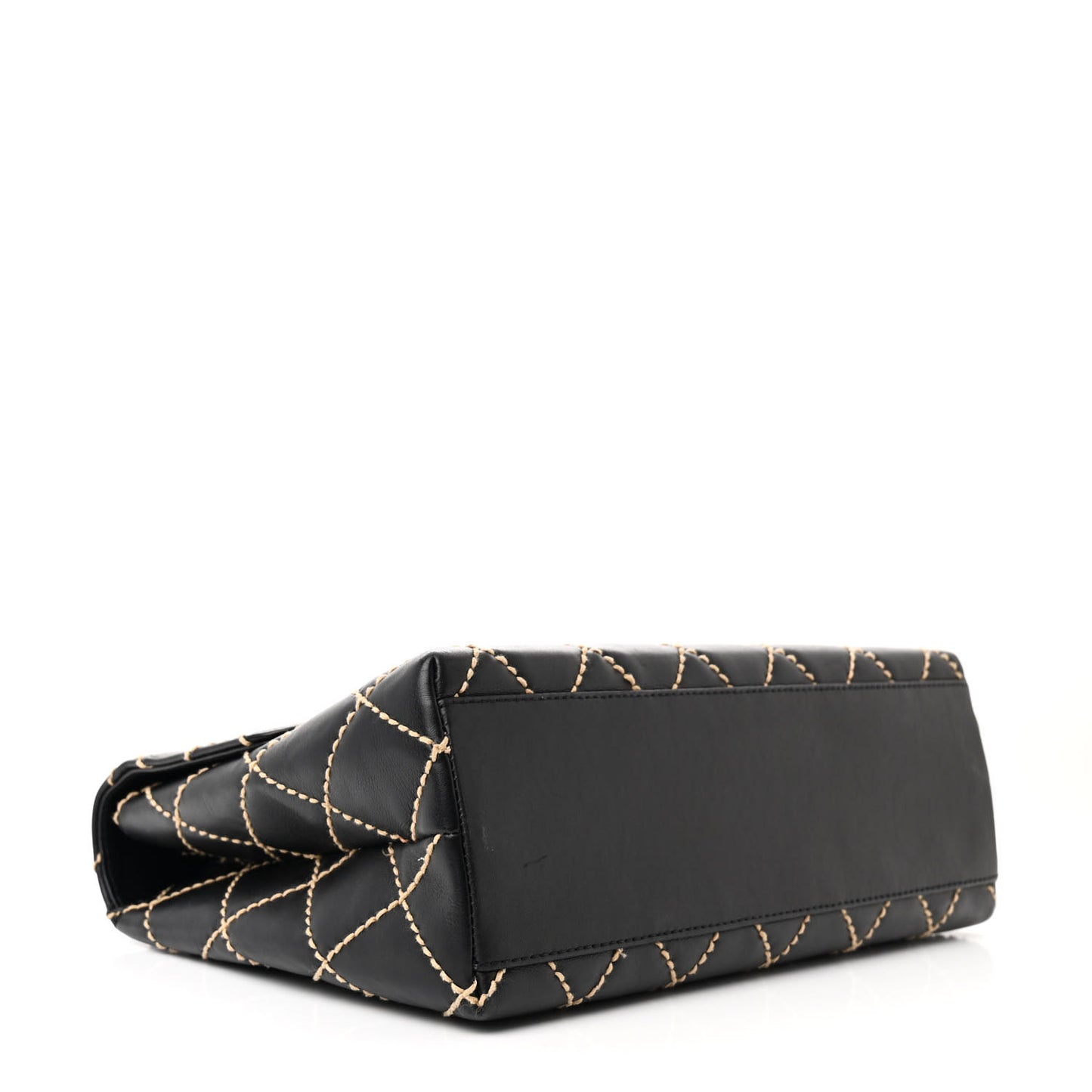Calfskin Wild Stitch Surpique Jumbo Kelly Flap Bag Black
