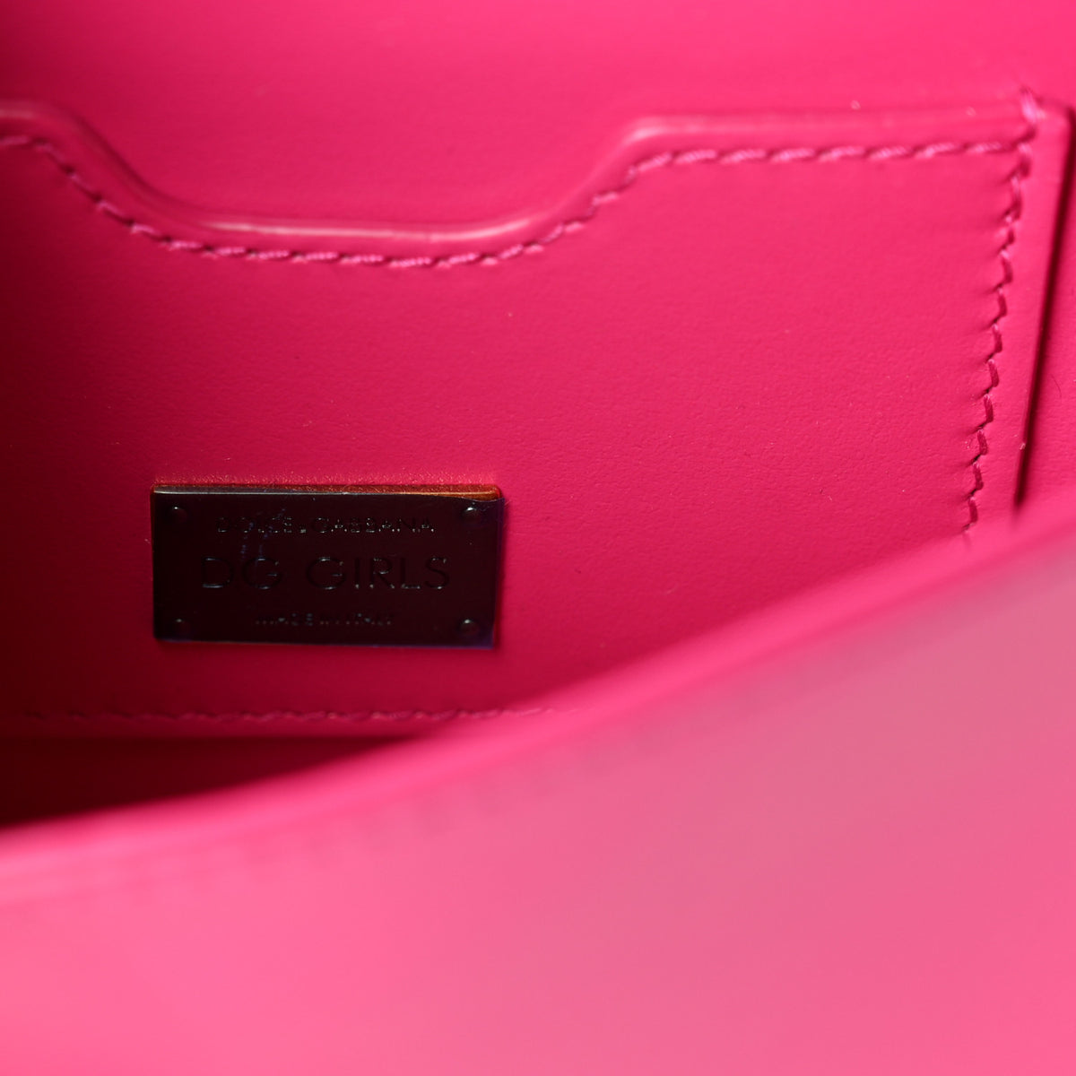DOLCE GABBANA Calfskin DG Girls Phone Shoulder Bag Hot Pink