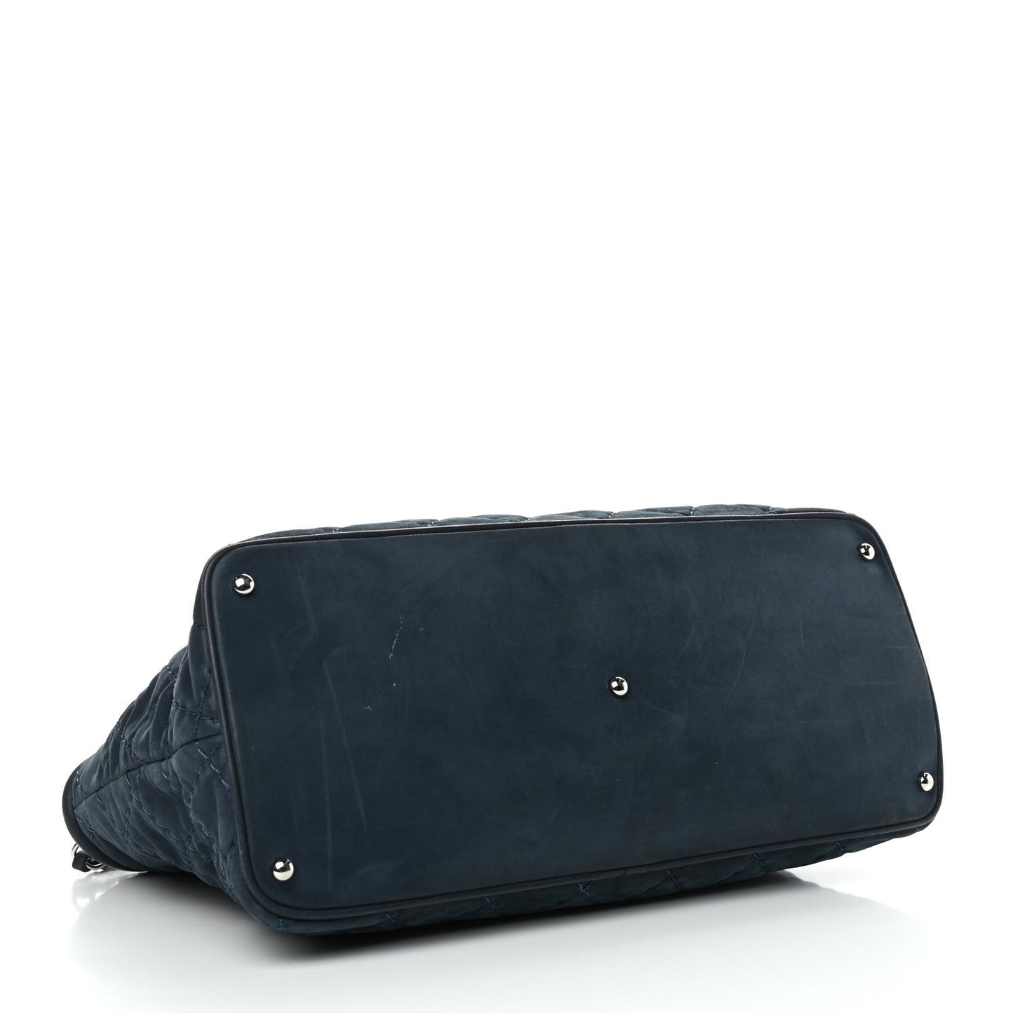 Iridescent Calfskin Quilted Small Sea Hit Tote Navy