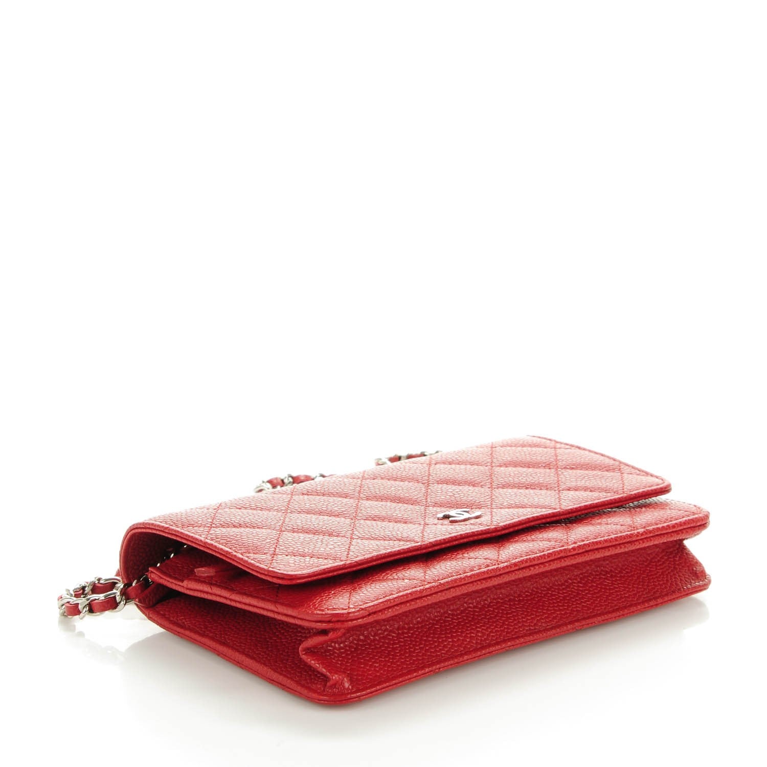 Chanel Caviar Quilted Wallet On Chain WOC Dark Red 4 of 8