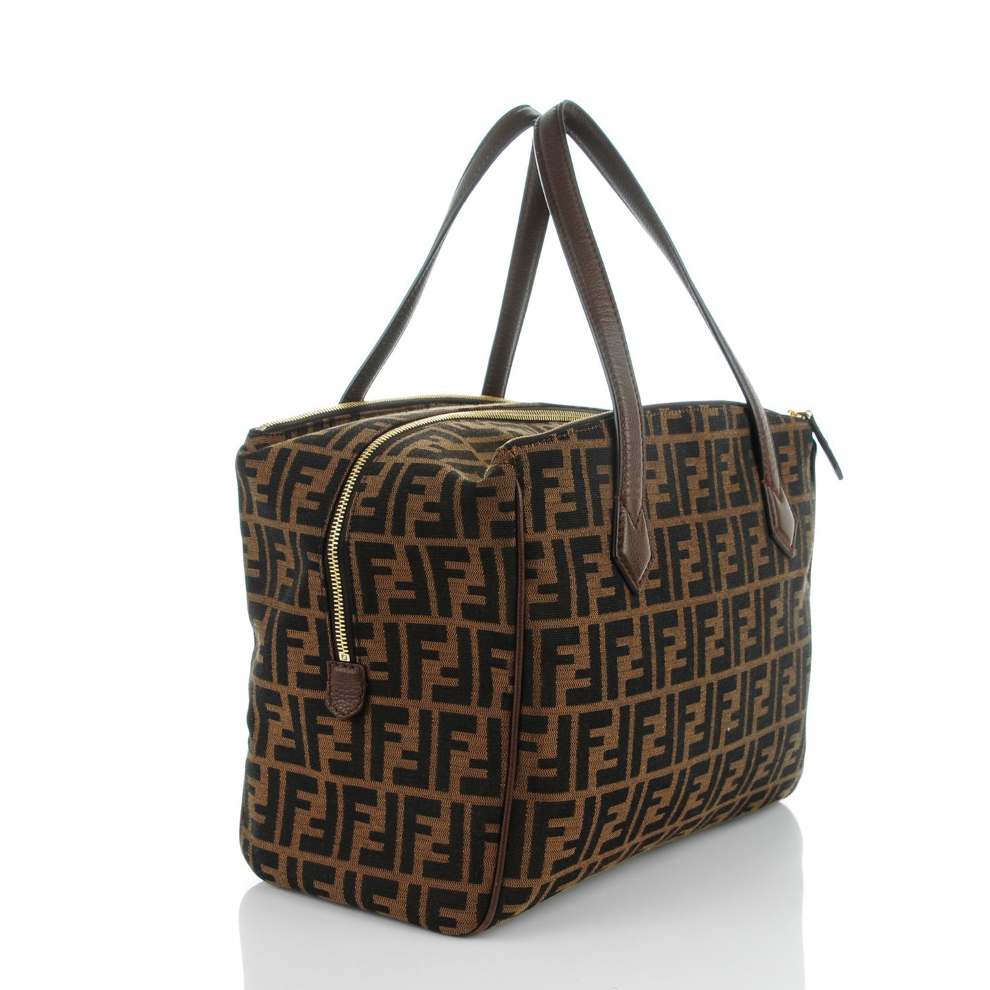 Zucca Vitello Artic Medium Double Zip Tote Tobacco Castagna