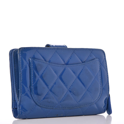 Chanel Patent Quilted Zip Pocket Wallet Blue 3 of 12