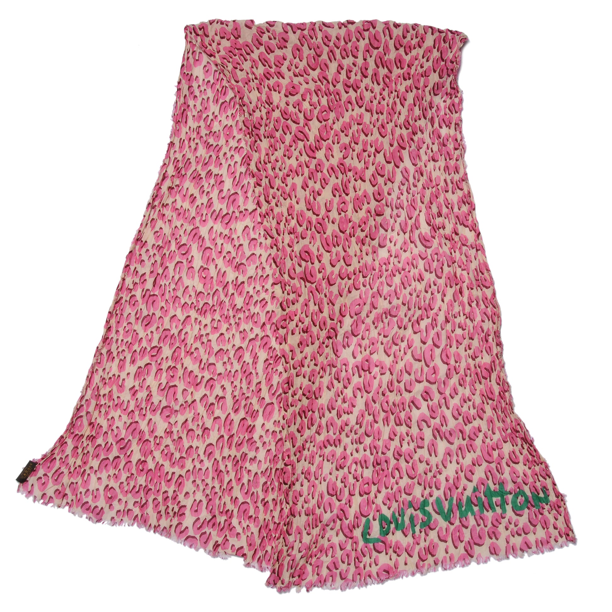 Louis Vuitton Cotton Leopard Pareo Blanc Corail 4 of 7