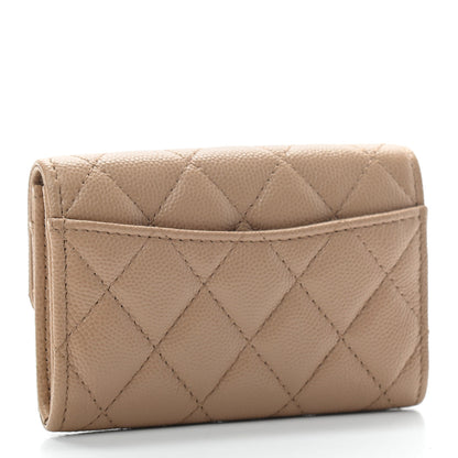 Chanel Caviar Quilted Flap Card Holder Wallet Beige 4 of 8