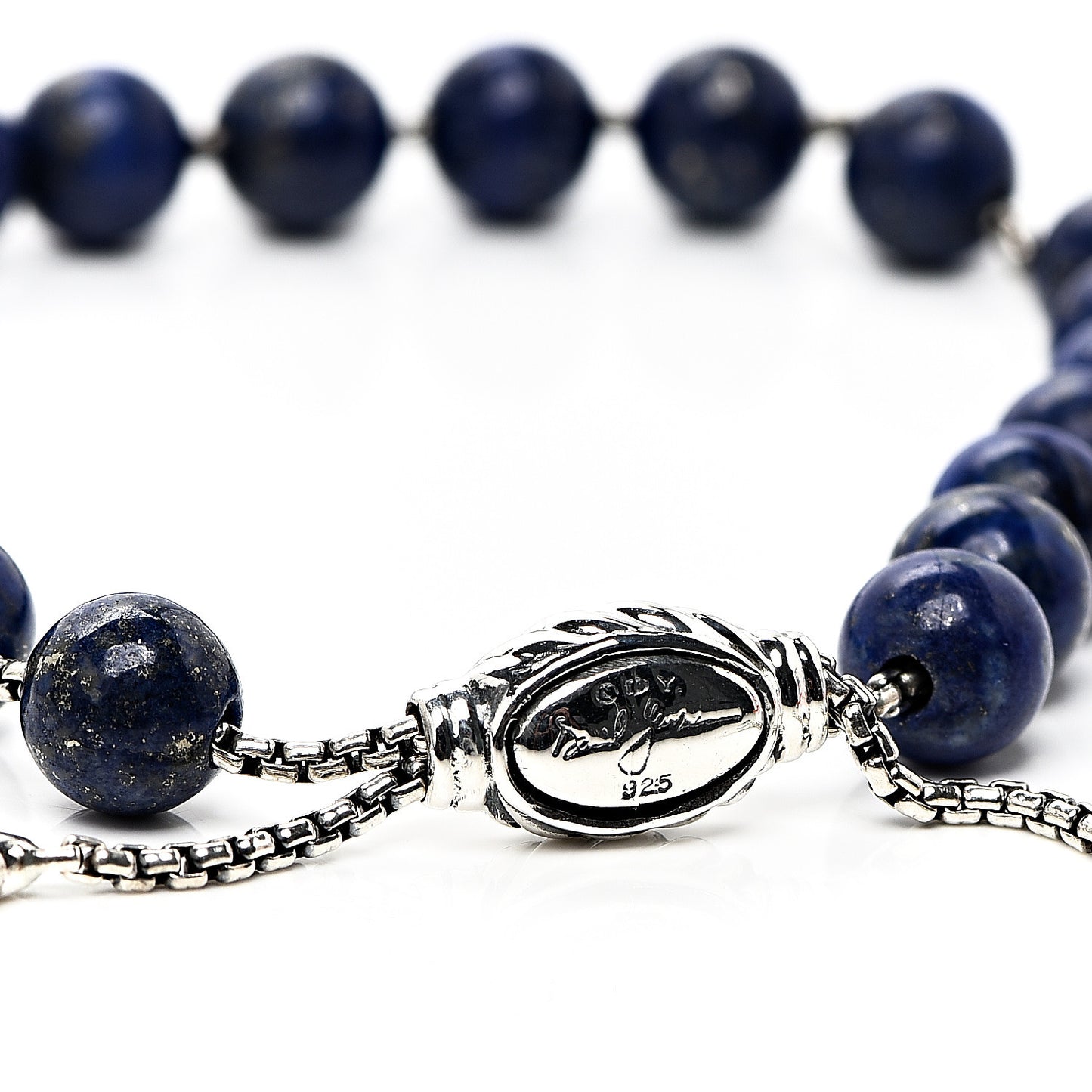 Sterling Silver Lapis Lazuli 8mm Spiritual Beads Adjustable Bracelet