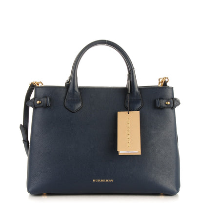 Burberry Calfskin House Check Medium Banner Tote Ink Blue 1 of 8