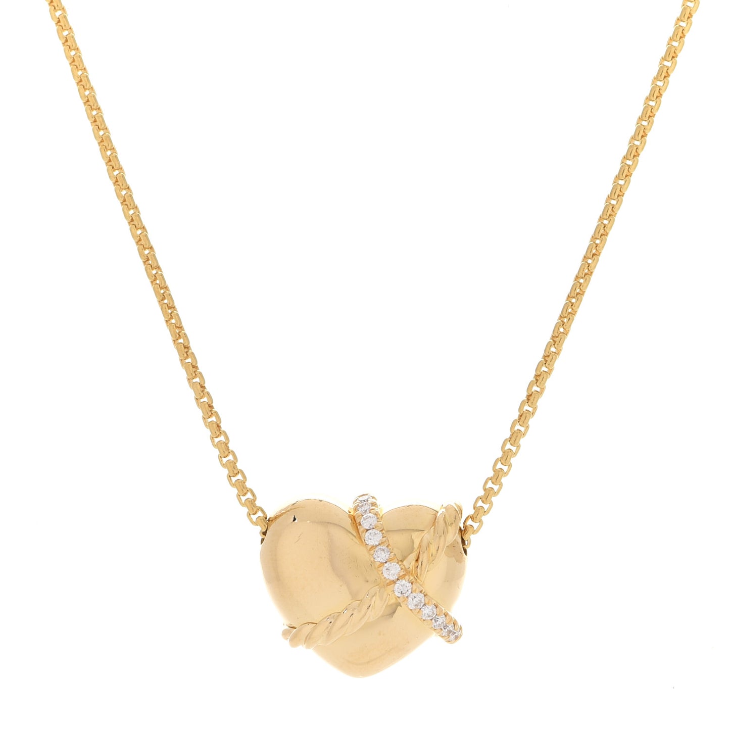 18K Yellow Gold Diamond Le Petit Coeur Heart Pendant Necklace